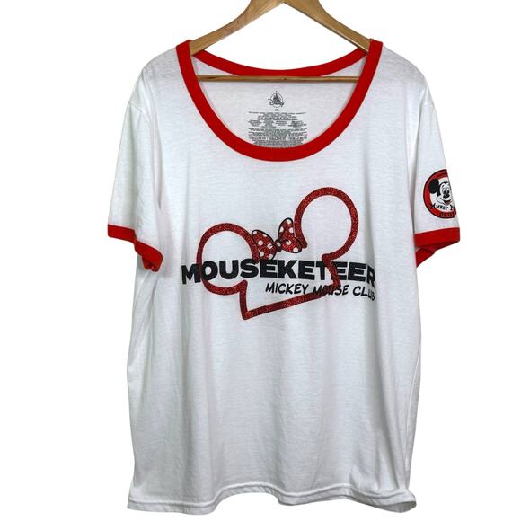 Disney Plus Size 3XL Glitter Mickey Mouse Club Mouseketeer Ringer T-Shirt - Picture 1 of 5